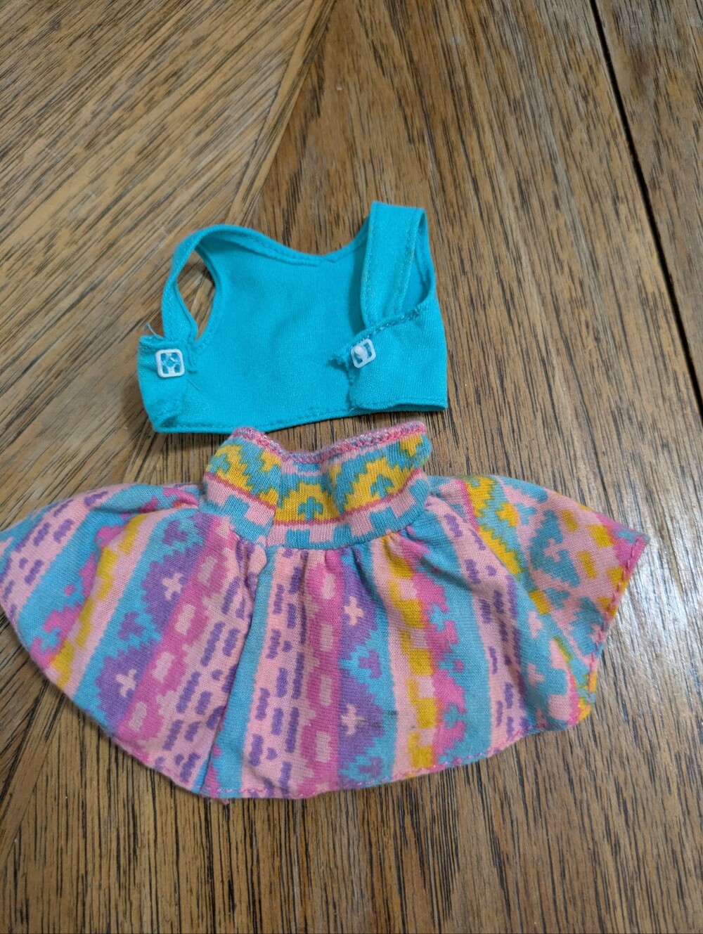 Barbie 1989 Western Fun Turquoise Top and Southwest Geometric Doll Skirt Set